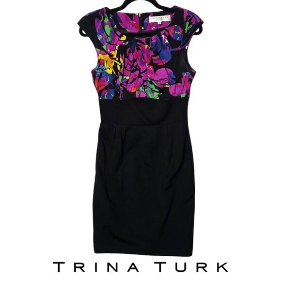 Trina Turk Dresses & Skirts - Trina Turk Serafina Floral Cap Sleeve Ponte Knit Silk Sheath Dress - Size 2